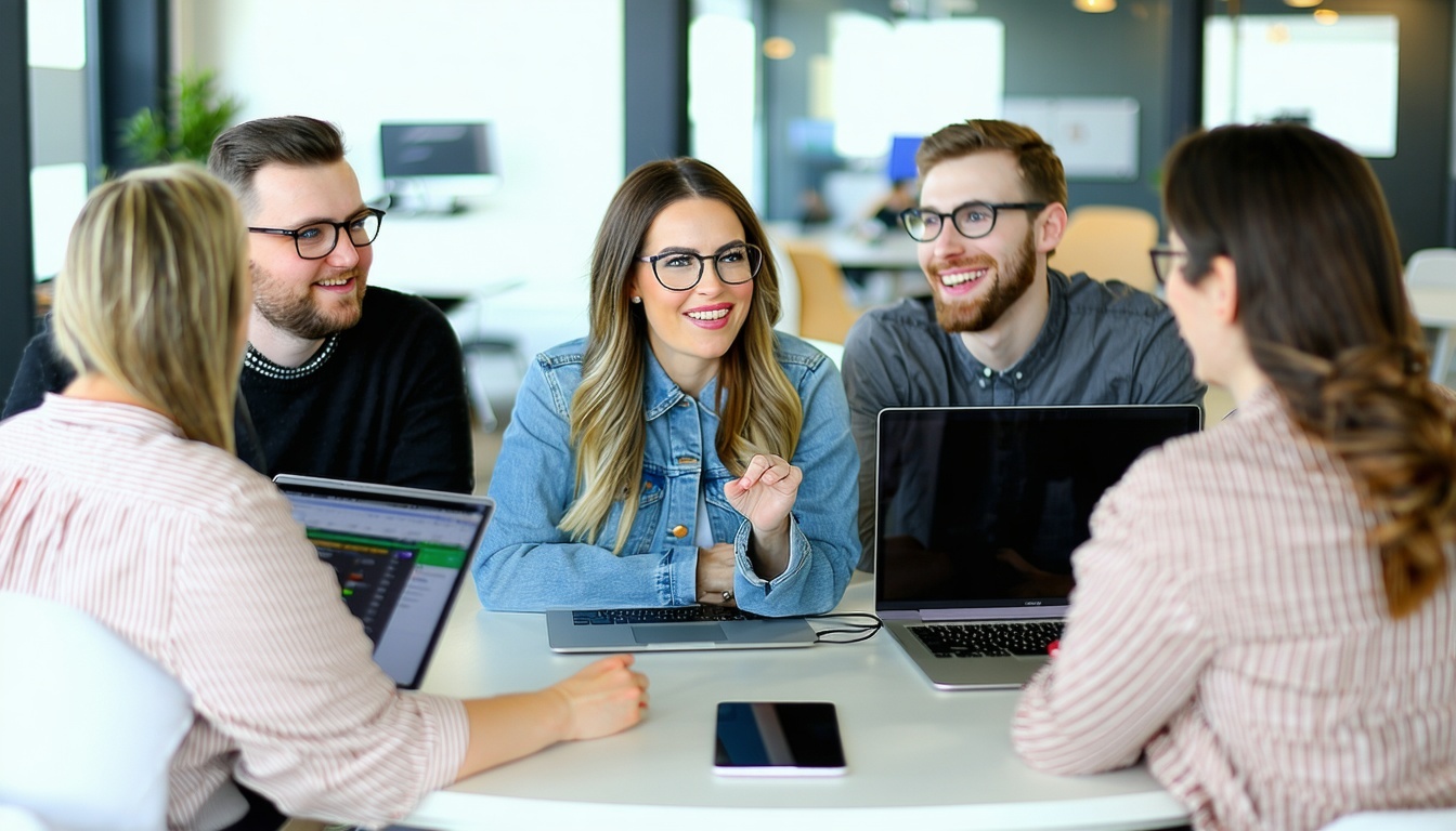 Team of virtual consultants collaborating remotely